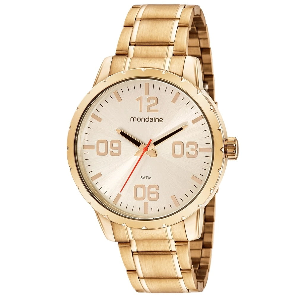 Relógio Mondaine Masculino Dourado Casual A prova d'água 99629GPMVDE2 