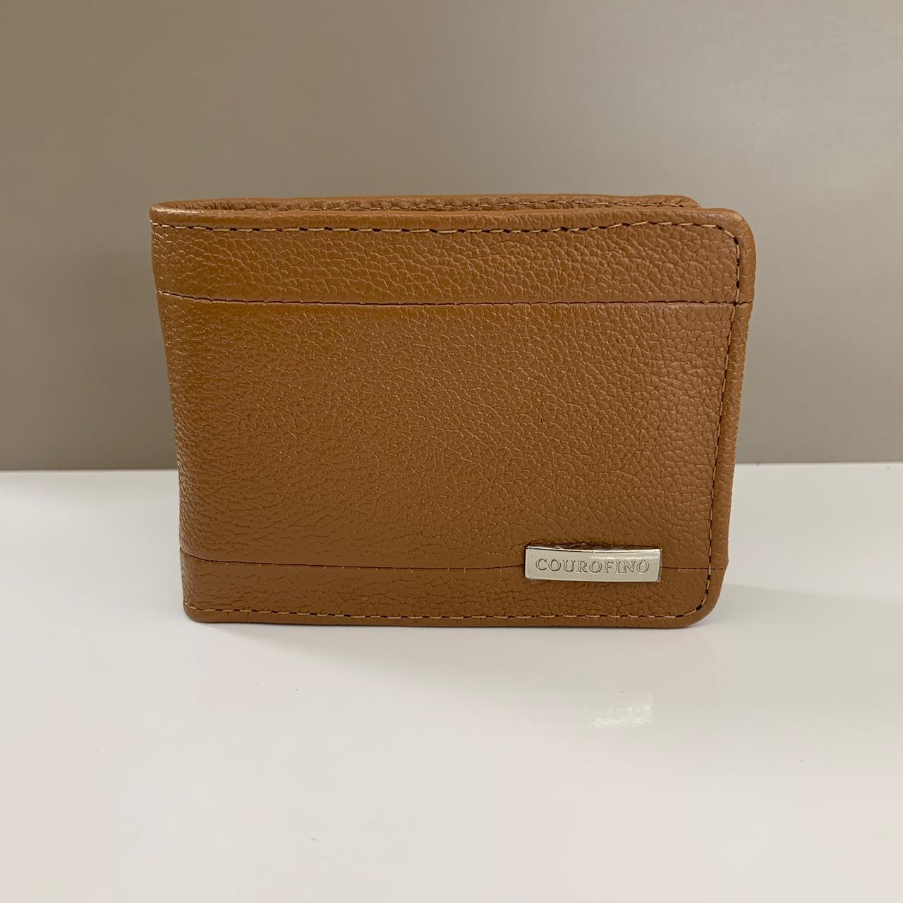 Carteira Couro Fino Masculina Aberta Tradicional Grande Castor com Plástico 955