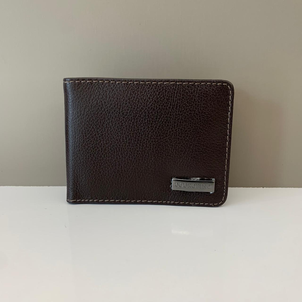 Carteira Couro Fino Masculina Cacau Grande Slim Tradicional 1020