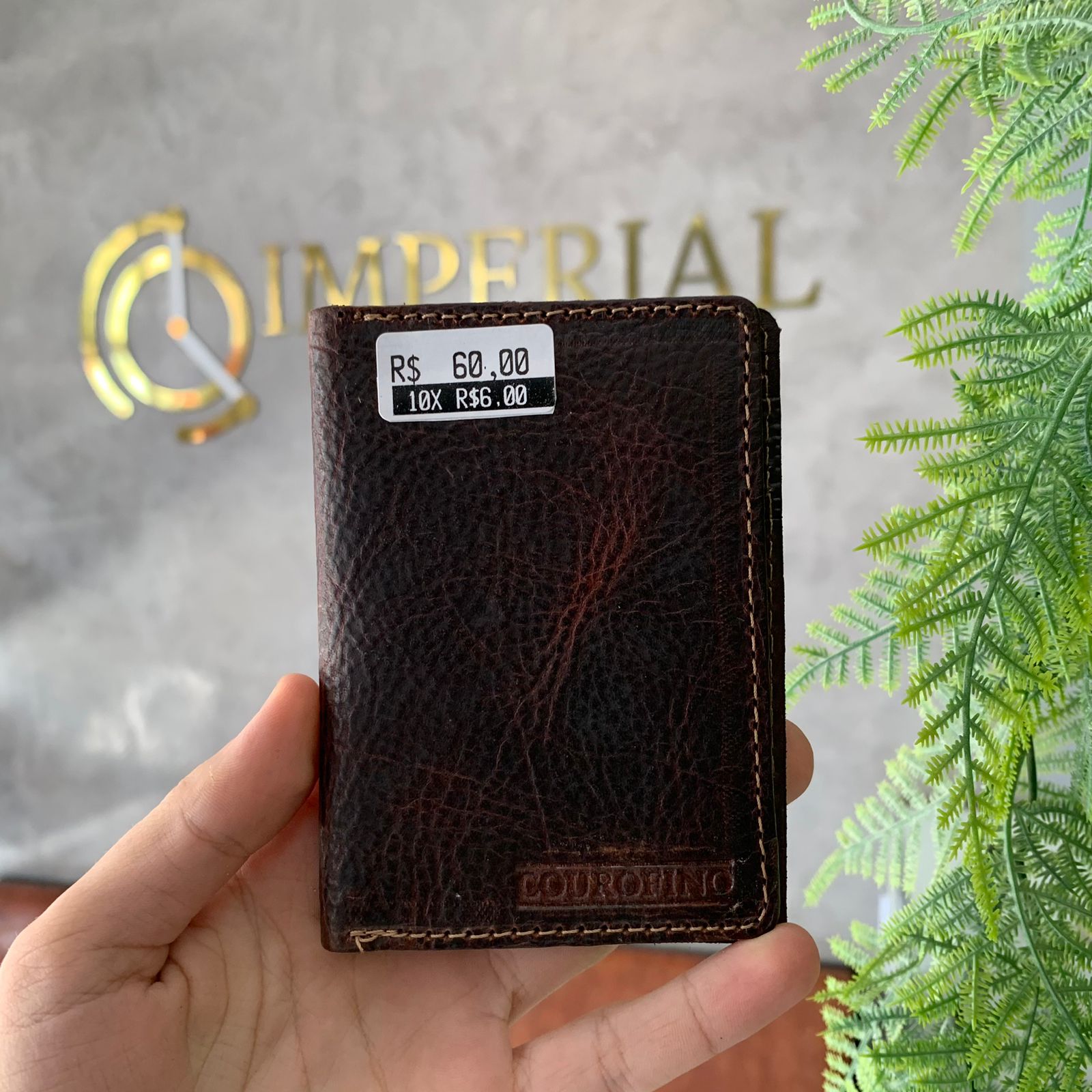 Porta Cartão Couro Fino Masculino Liso Pequeno Cacau Sem Plástico 854