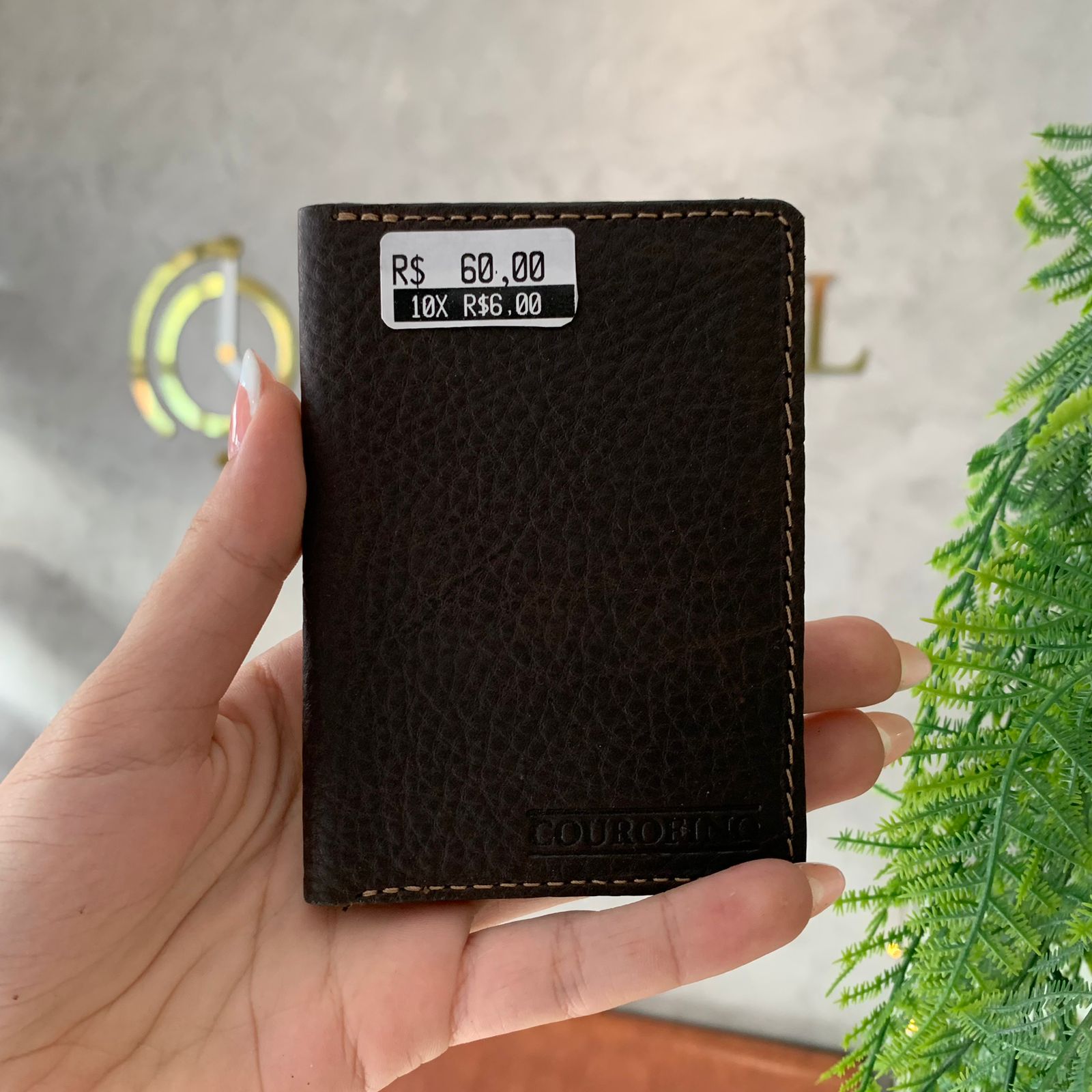 Porta Cartão Couro Fino Masculino Liso Pequeno Cacau Sem Plástico 854