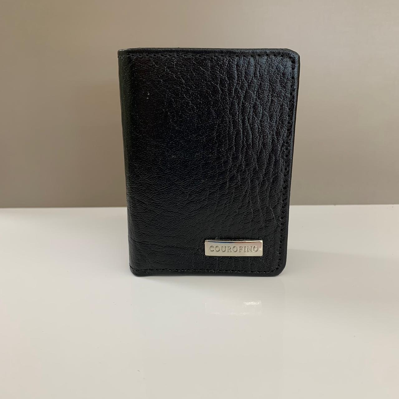 Porta Cartão Couro Fino Masculino Pequeno Preto Sem Plástico 038