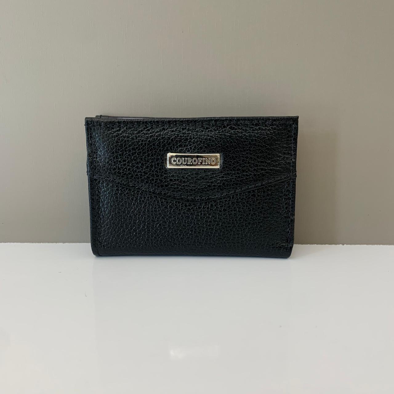 Porta Cartão Couro Fino Preto Pequeno Com Plástico 011