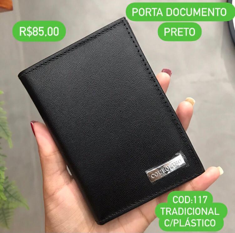 Porta Documento com Aba Masculino Grande Couro Fino  Preto 117