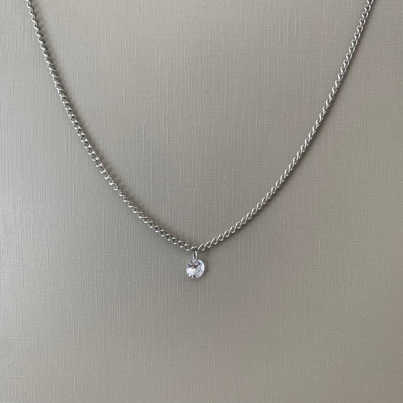 Colar Feminino Prateado Aço 316L Groumet Ponto de Luz 5mm 50cm 420345