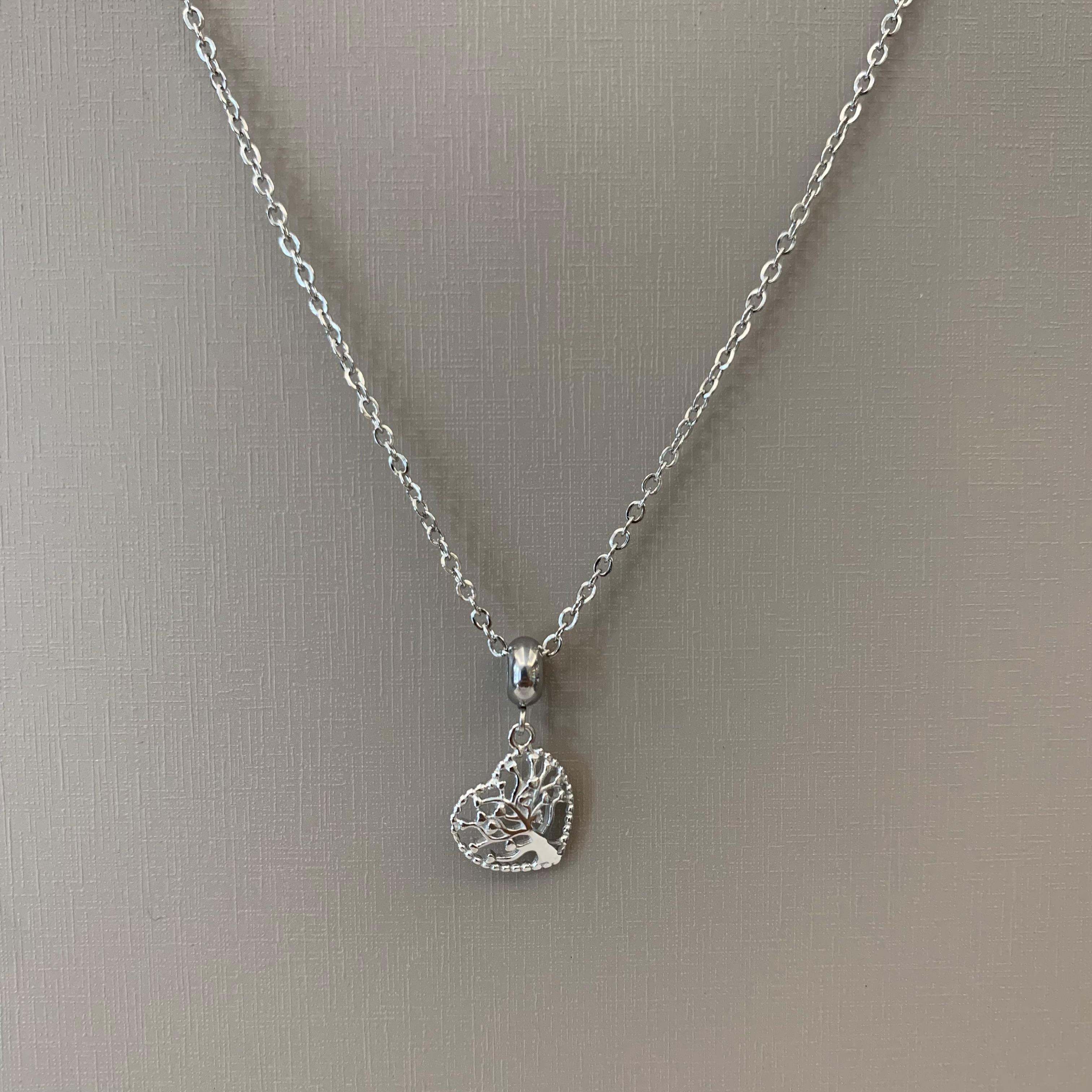 Colar Feminino Prateado Aço 316L Árvore da Vida 50cm Com Extensor 446850