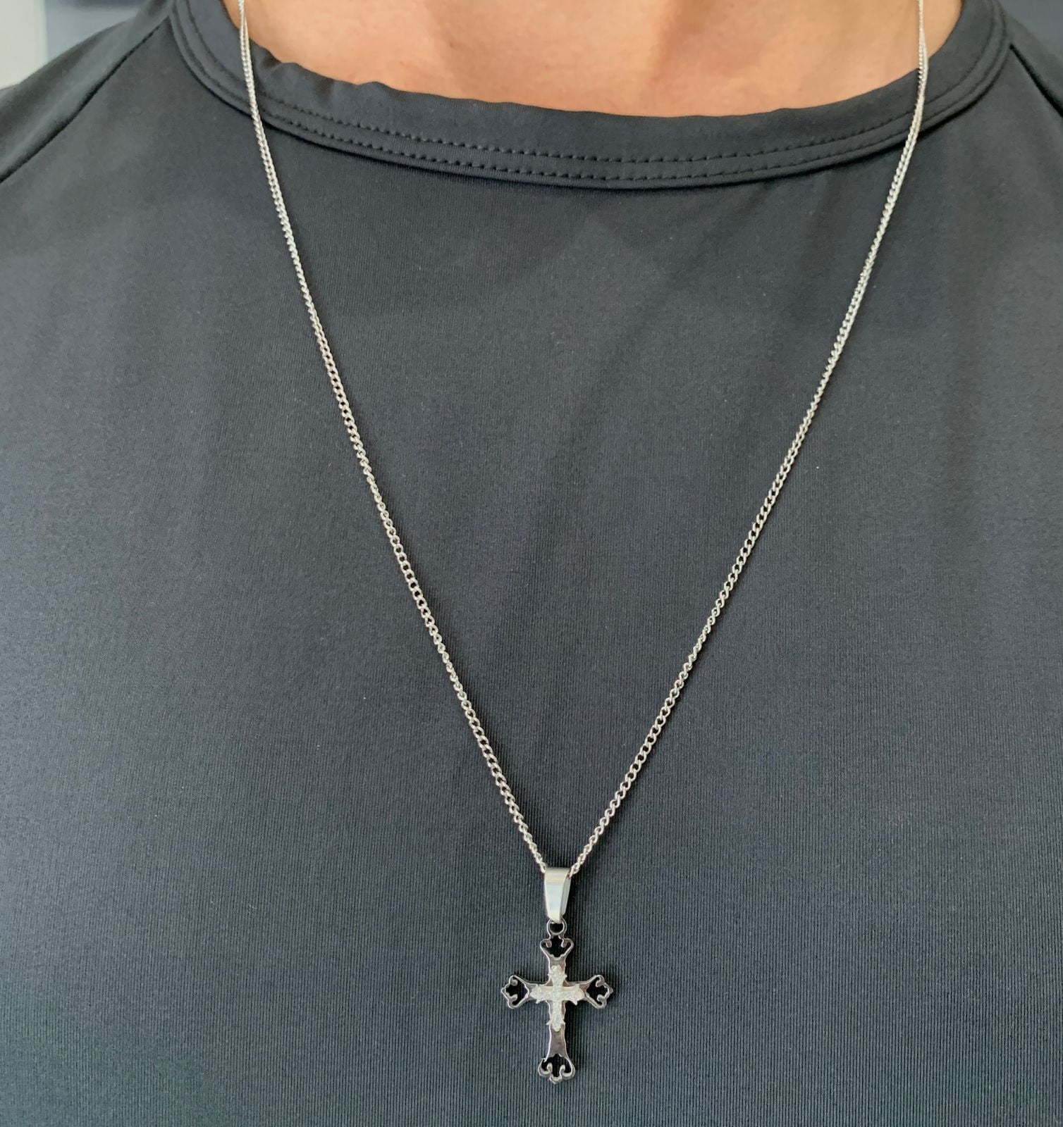 Colar Masculino Prateado Aço 316L Groumet Cruz Portuguesa GTR 1.50mm 70cm 2748070