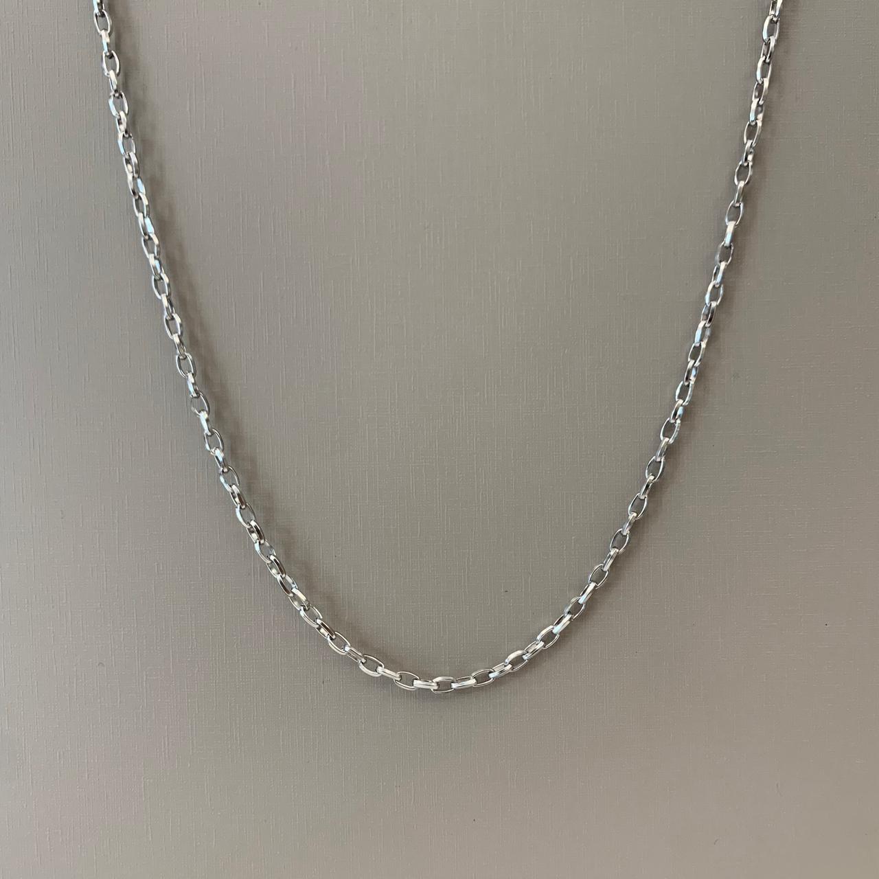 Corrente em Aço 316L Masculina Prateada Cartier Elos Triangulares 3.40mm 60cm 2832360