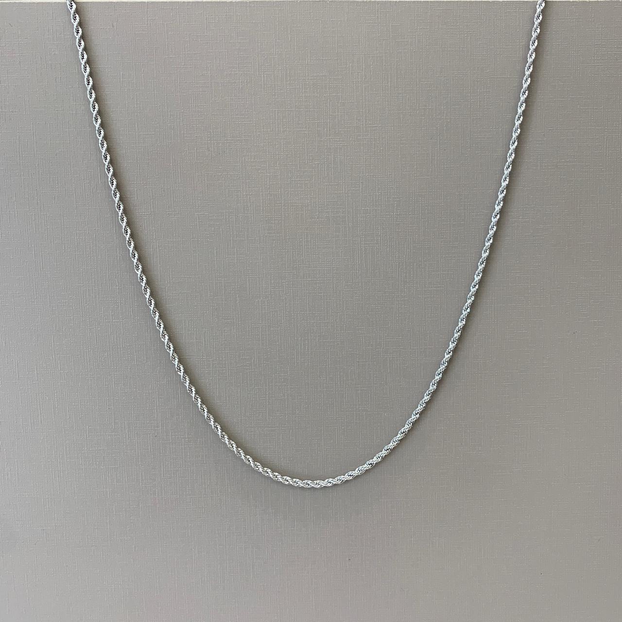 Corrente em Aço 316L Masculina Prateada Corda 2.3mm 60cm 2880560