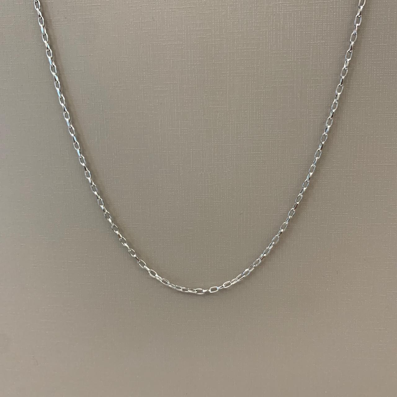 Corrente Feminina em Aço 316L Prateada Elos Retangulares 1.70mm 45cm 2757045