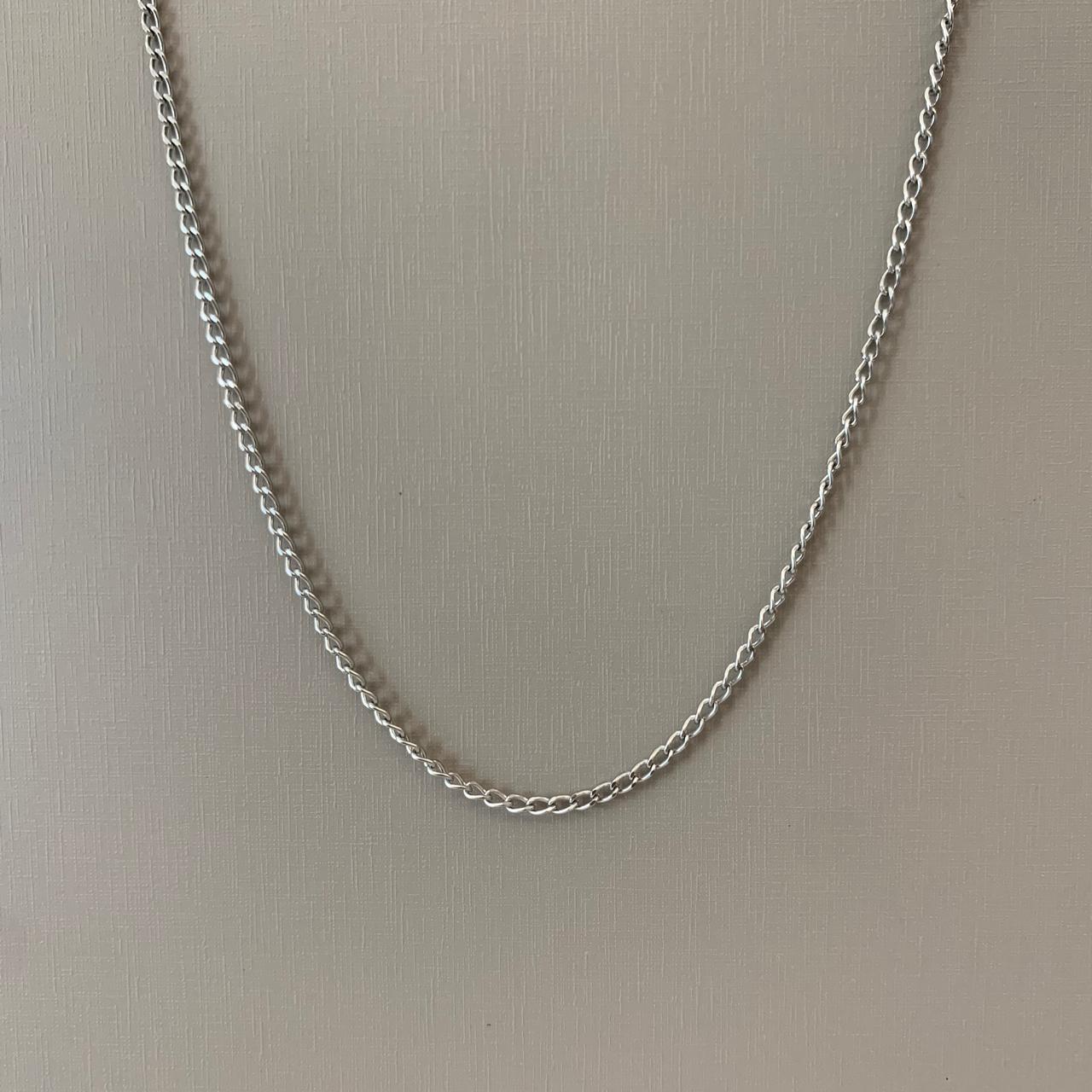 Corrente Groumet Feminina Prateada Aço 316L 50cm 415850