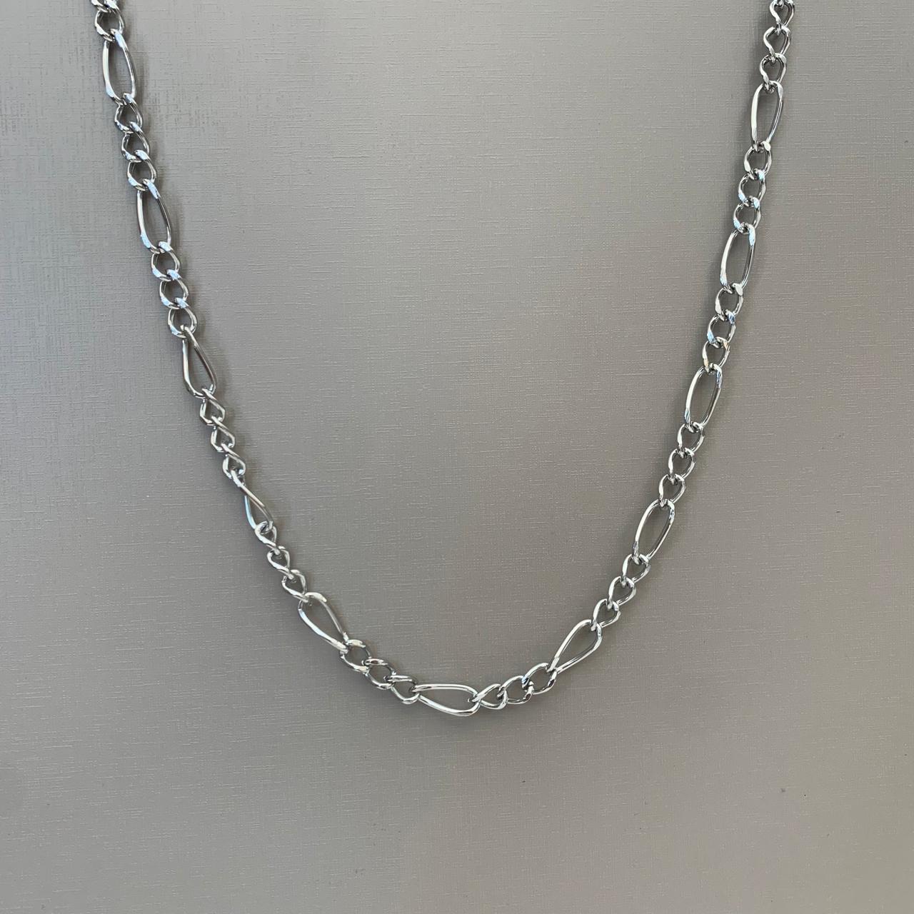 Corrente Masculina Prateada Aço 316L Elo Alongado 60cm 6.15mm 2835360