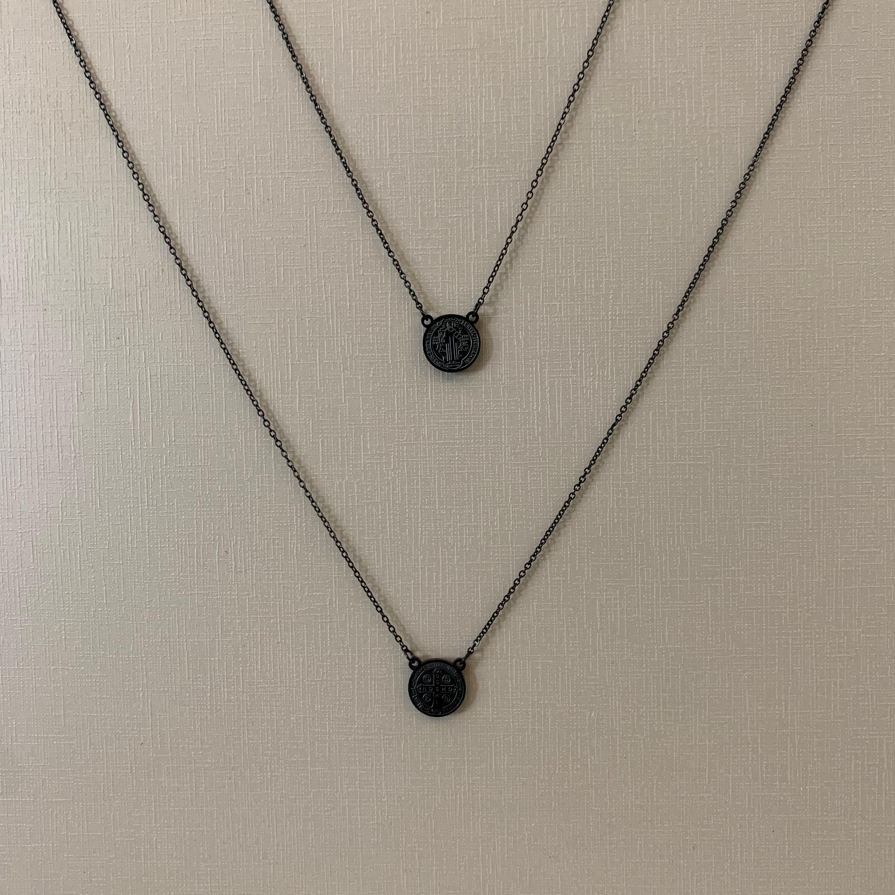 Escapulário em Aço 316L Preto São Bento Redondo Mini 9.5mm 60 cm 4230170