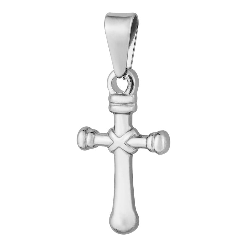 Pingente Prateado Aço 316L Cruz Com Borda Arredondada 22x13mm 332522