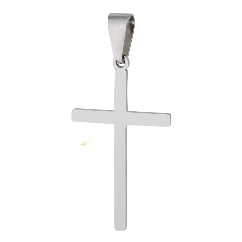 Pingente Prateado Aço 316L Cruz Calvário Polida 39x22,5mm 332528