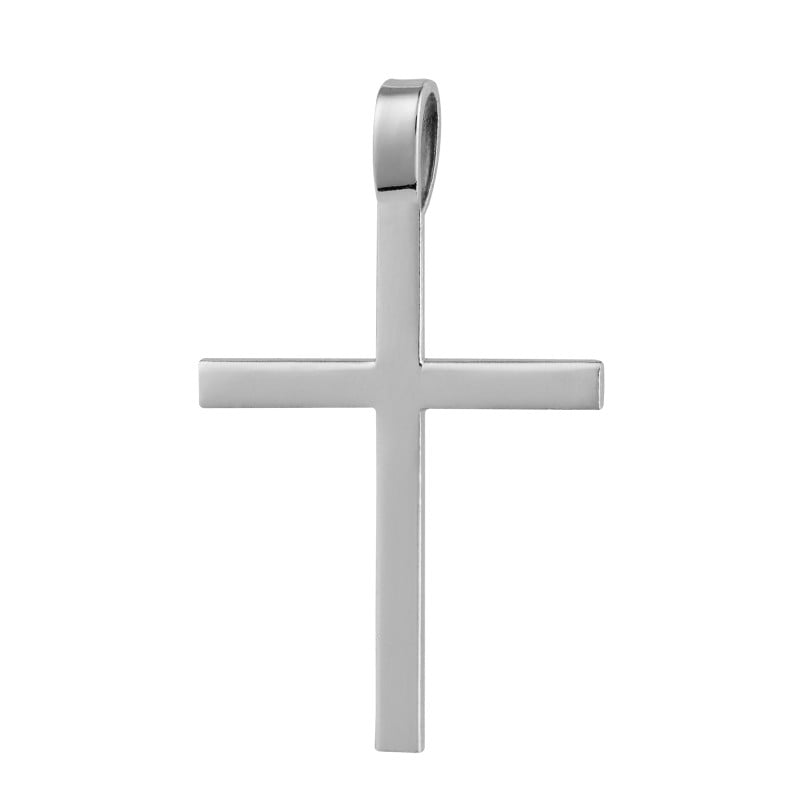 Pingente Prateado Aço 316L Cruz Cruz Lisa 21x15mm 321736
