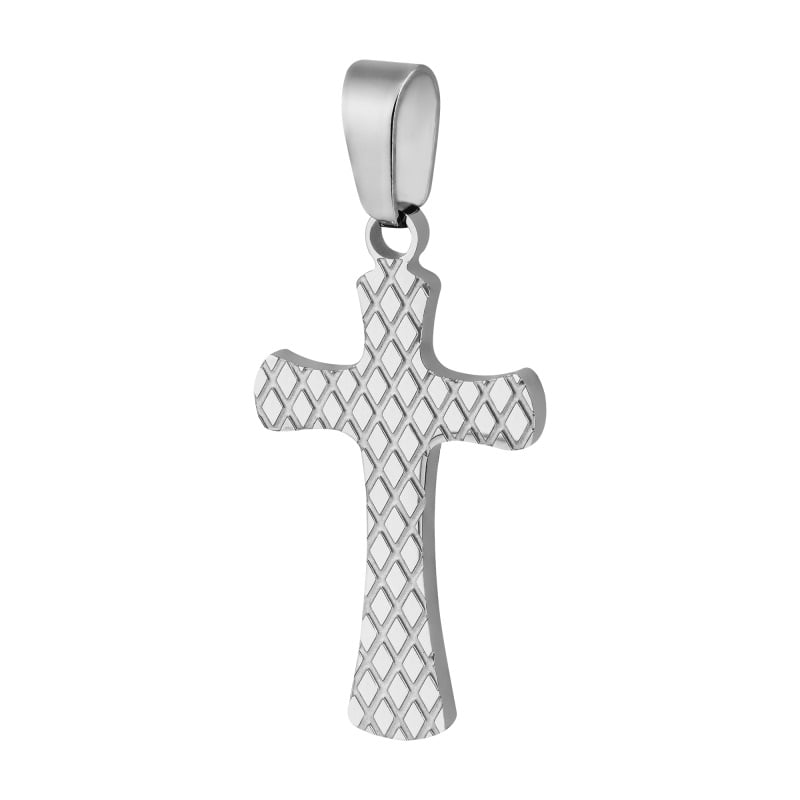 Pingente Prateado Aço 316L Cruz Irlandesa Trabalhada 28x15mm 332520