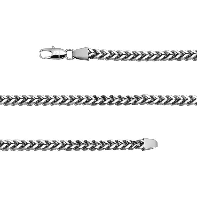 Pulseira Masculina Aço 316L Prateada Groumet Quadrado 6mm 21cm 2757521