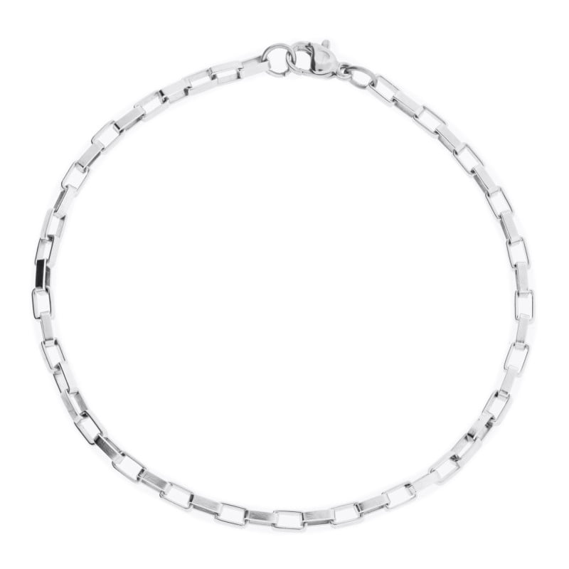 Pulseira Masculina em Aço 316L Prateada Elos Retang 3.00mm 21cm 2880821