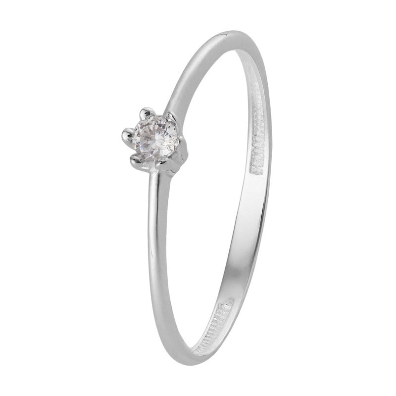 Anel Feminino Solitário com Zircônia em Prata 925 3325221A