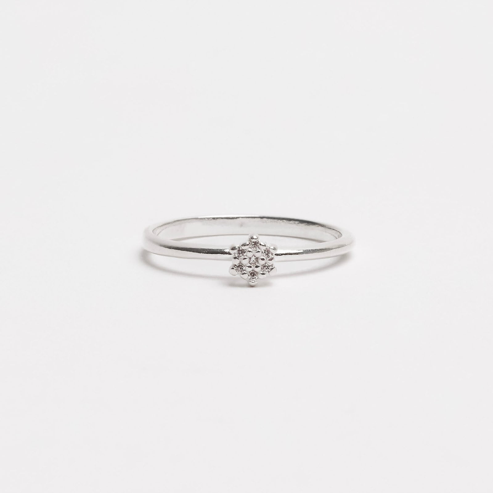 Anel Feminino Solitário Mini Zircônias Prata 925 AN32