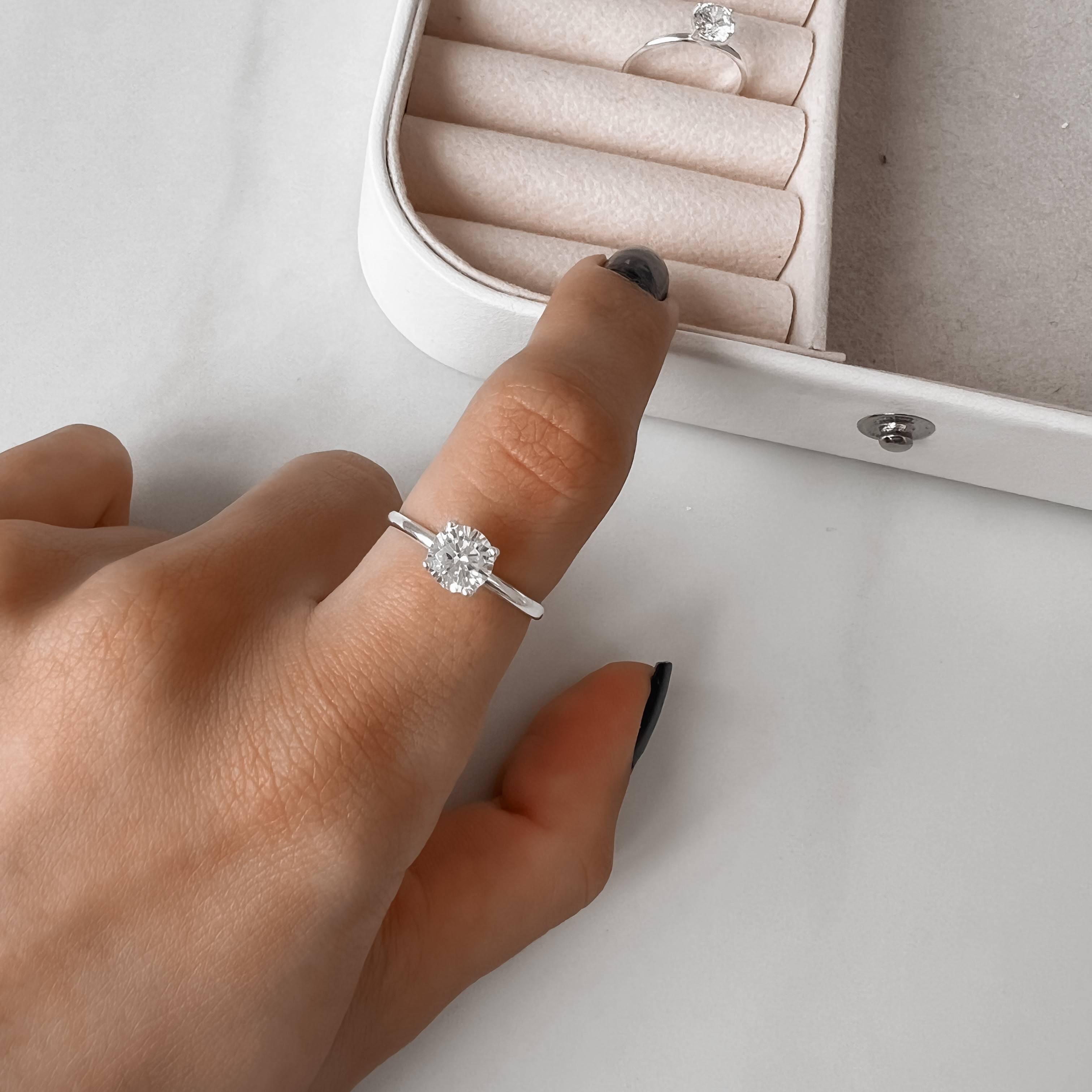 Anel Solitário Feminino Zircônia 6mm Prata 925 AN1061