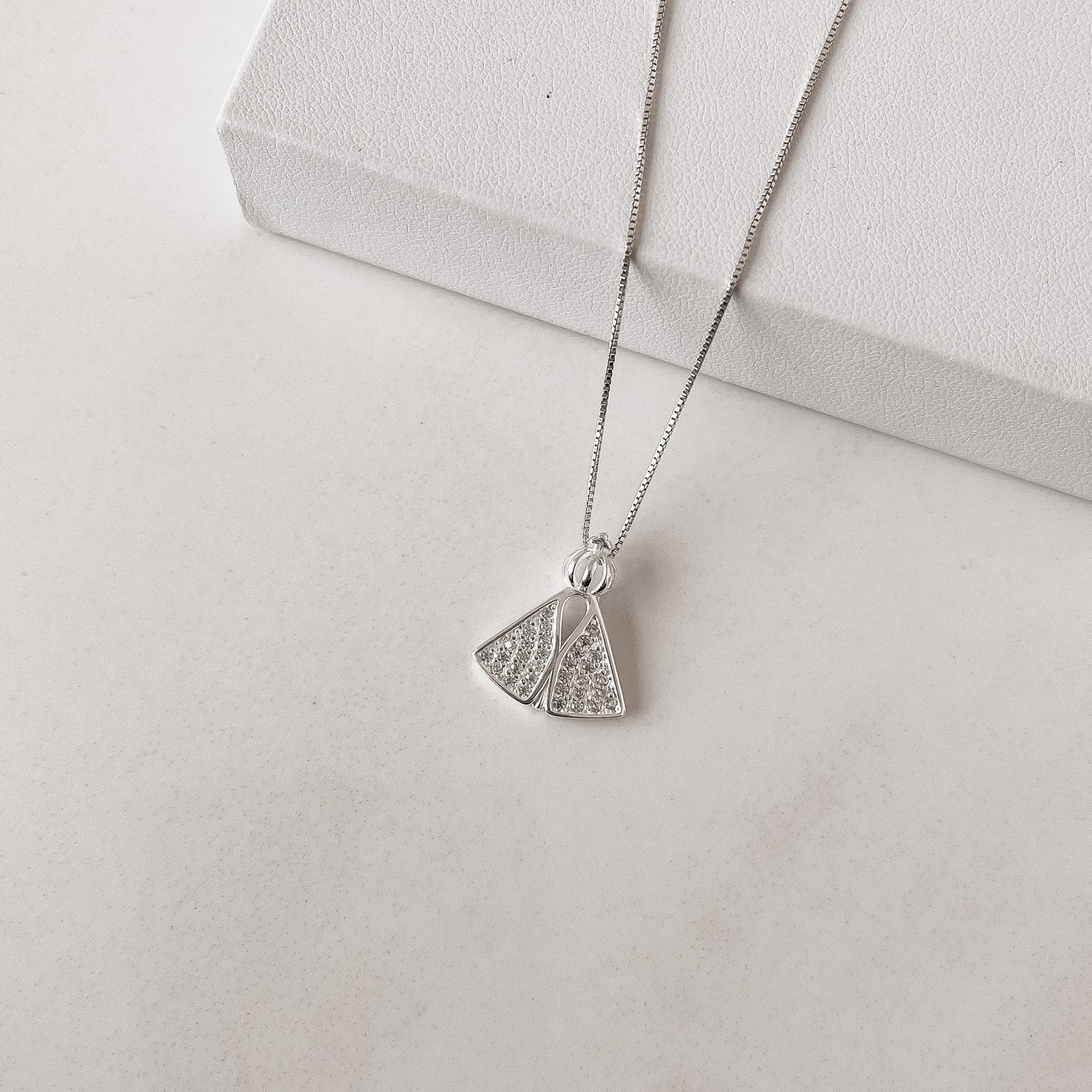 Colar Feminino Entremeio Nsa. Sra. Aparecida Cravejada 19mm 45cm em Prata 925 CO1804