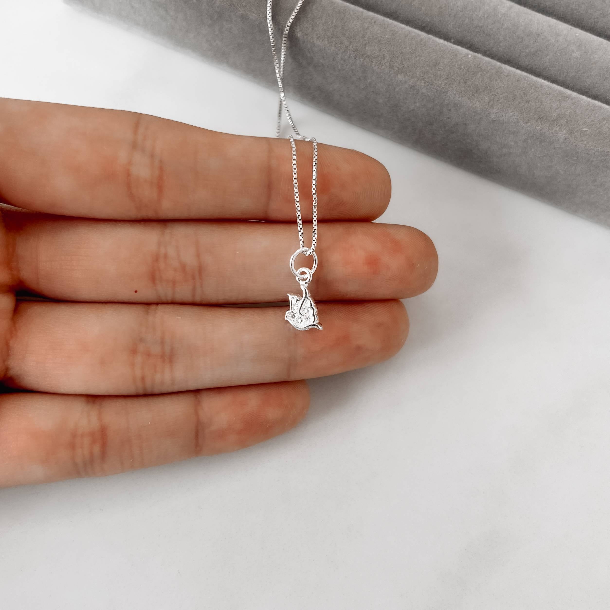 Colar Feminino Pingente Espírito Santo Cravejado 7mm 40cm em Prata 925 CO956