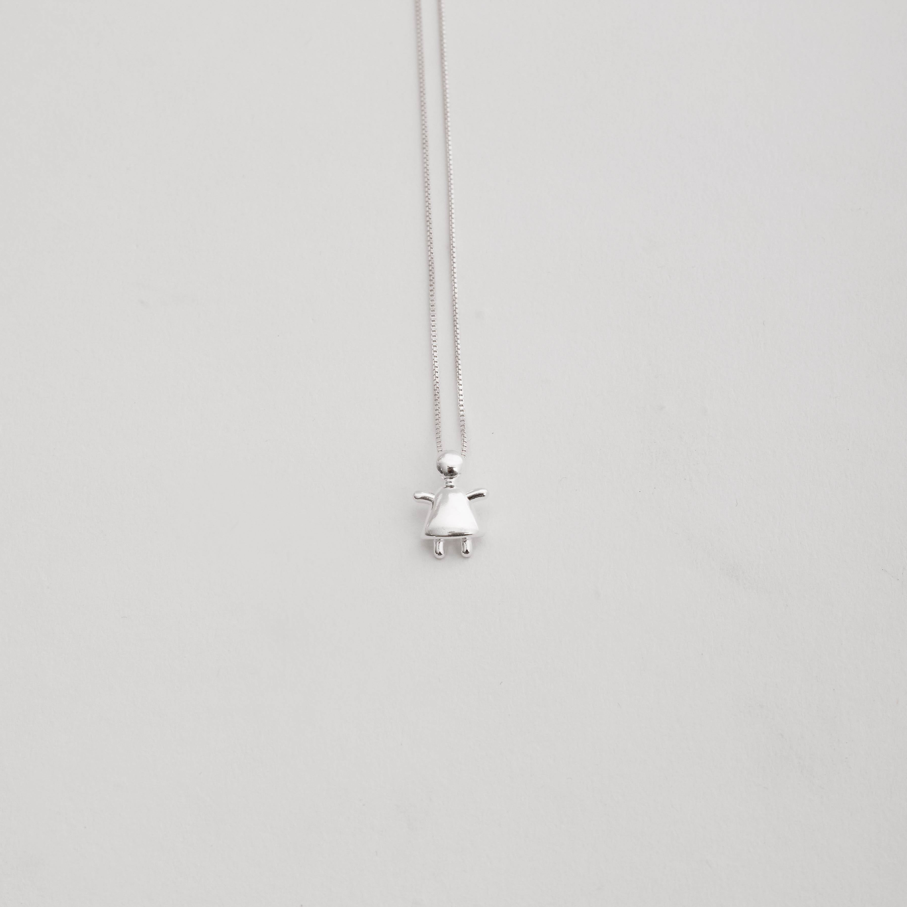 Colar Feminino Pingente Menina 13mm 45cm em Prata 925 CO3075