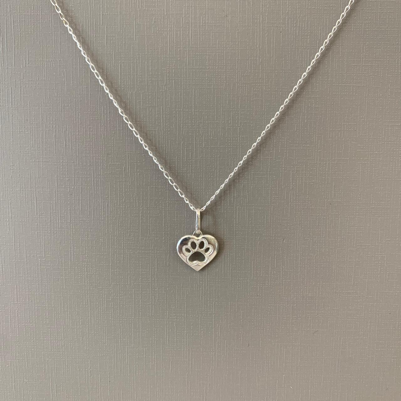 Colar Prata 925 Feminino Pingente Coração com Pata Vazada 11MM 50cm CR459