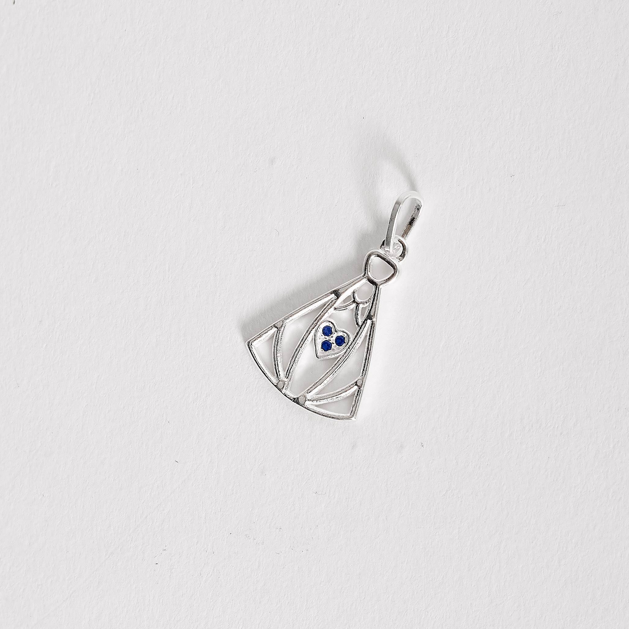 Pingente Nsa. Sra. Aparecida Detalhe Cravejado 20mm em Prata 925 PG1288
