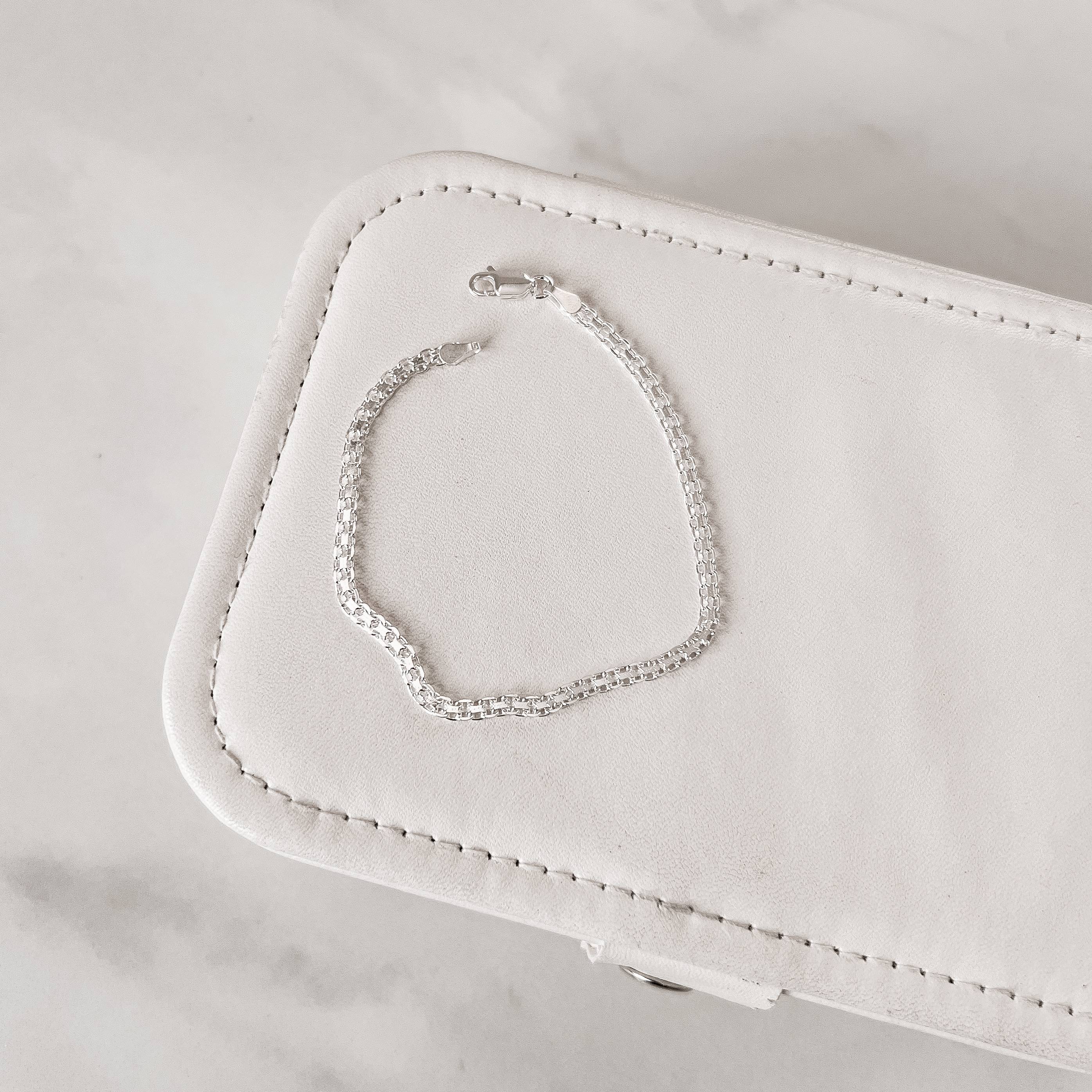 Pulseira Corrente Esteira Cadeado 3.0 19cm em Prata 925 PU647