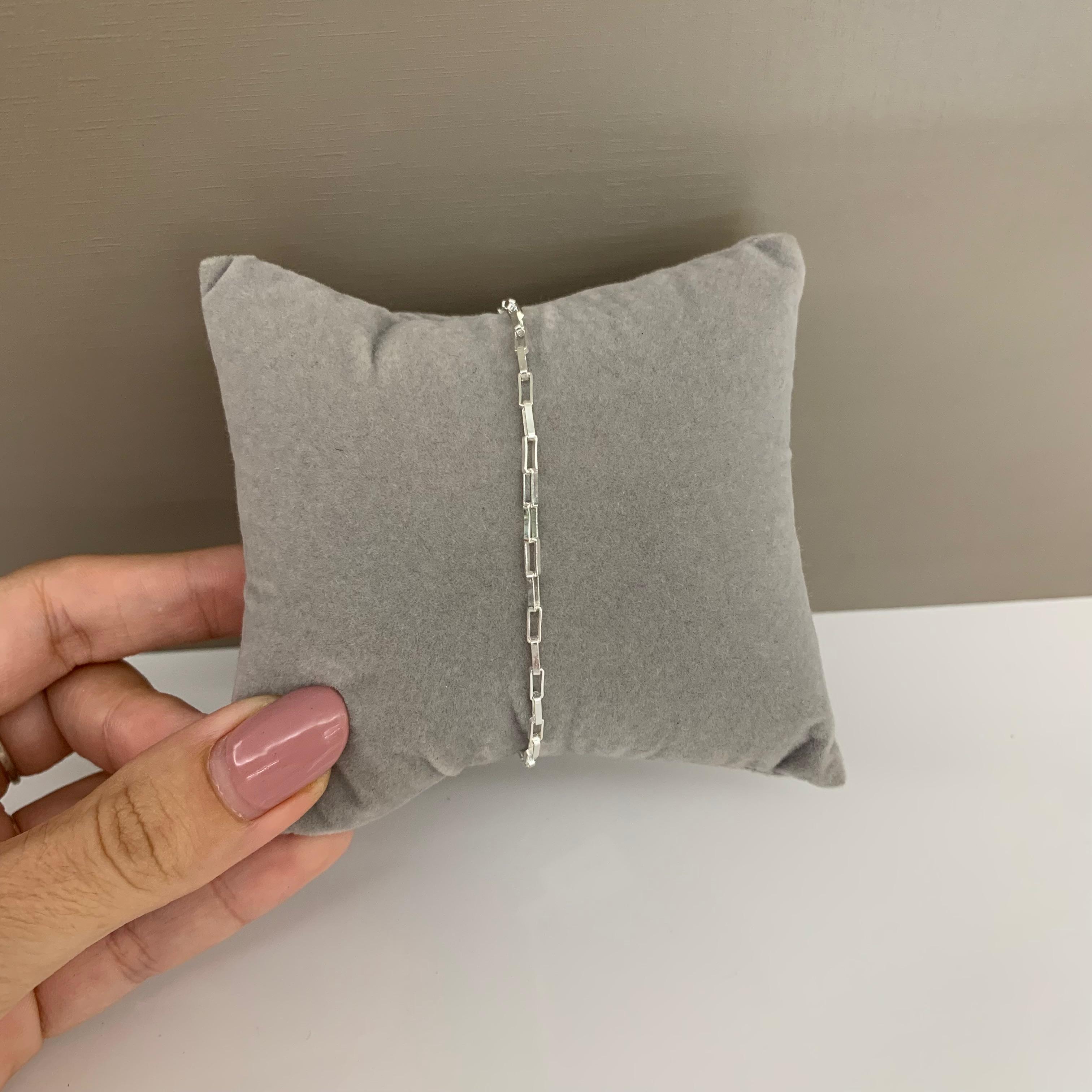 Pulseira Masculina Elos Retangulares 5x2mm 21cm em Prata 925 3152321