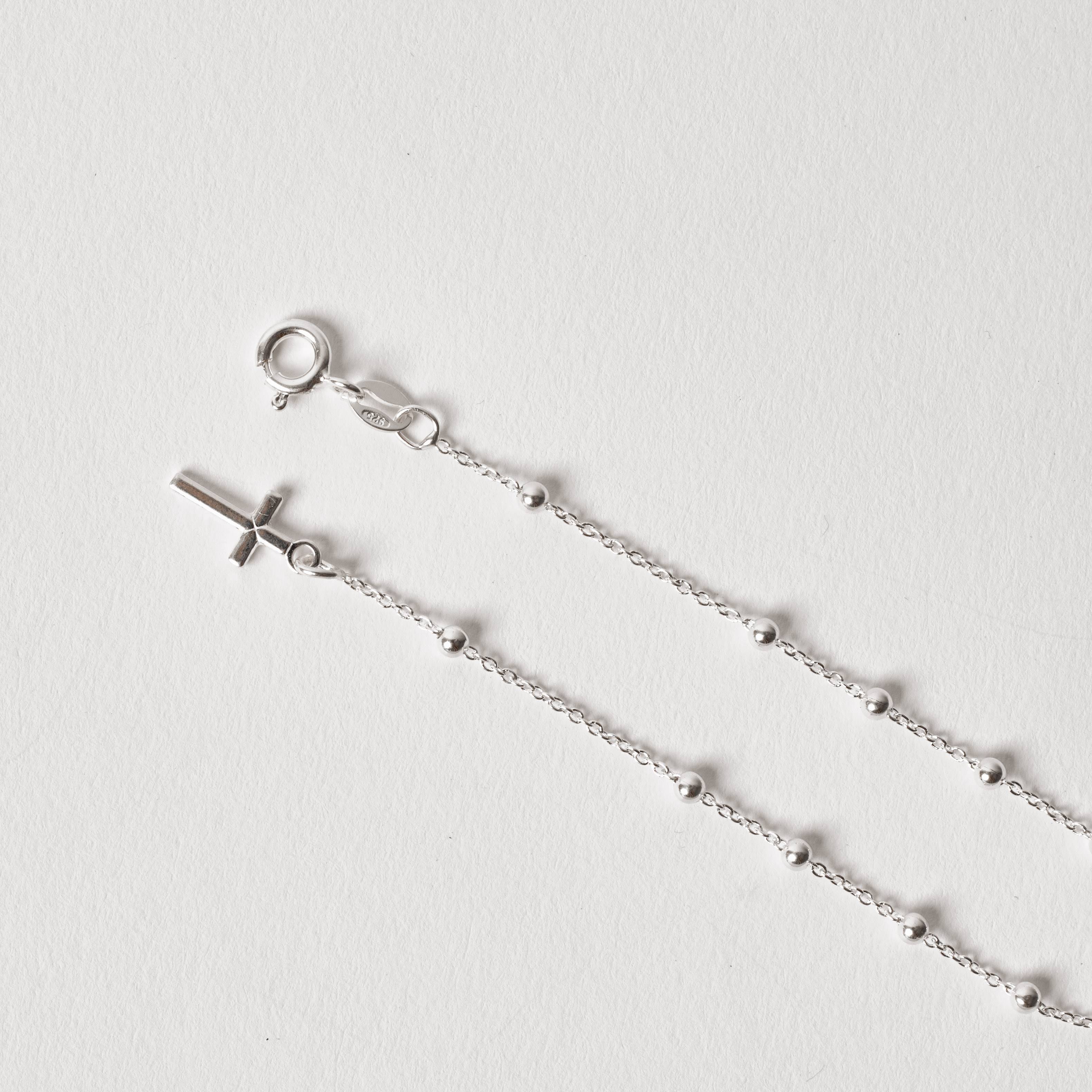 Pulseira Prata 925 Feminina Terço Bolas 2.6mm Corrente Cadeado PU1493