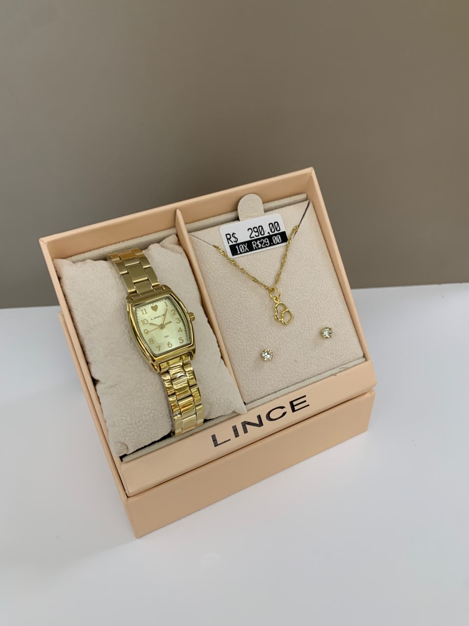Kit Lince Feminino Dourado Visor Dourado Todo Numerado com Coração LQGH306L22