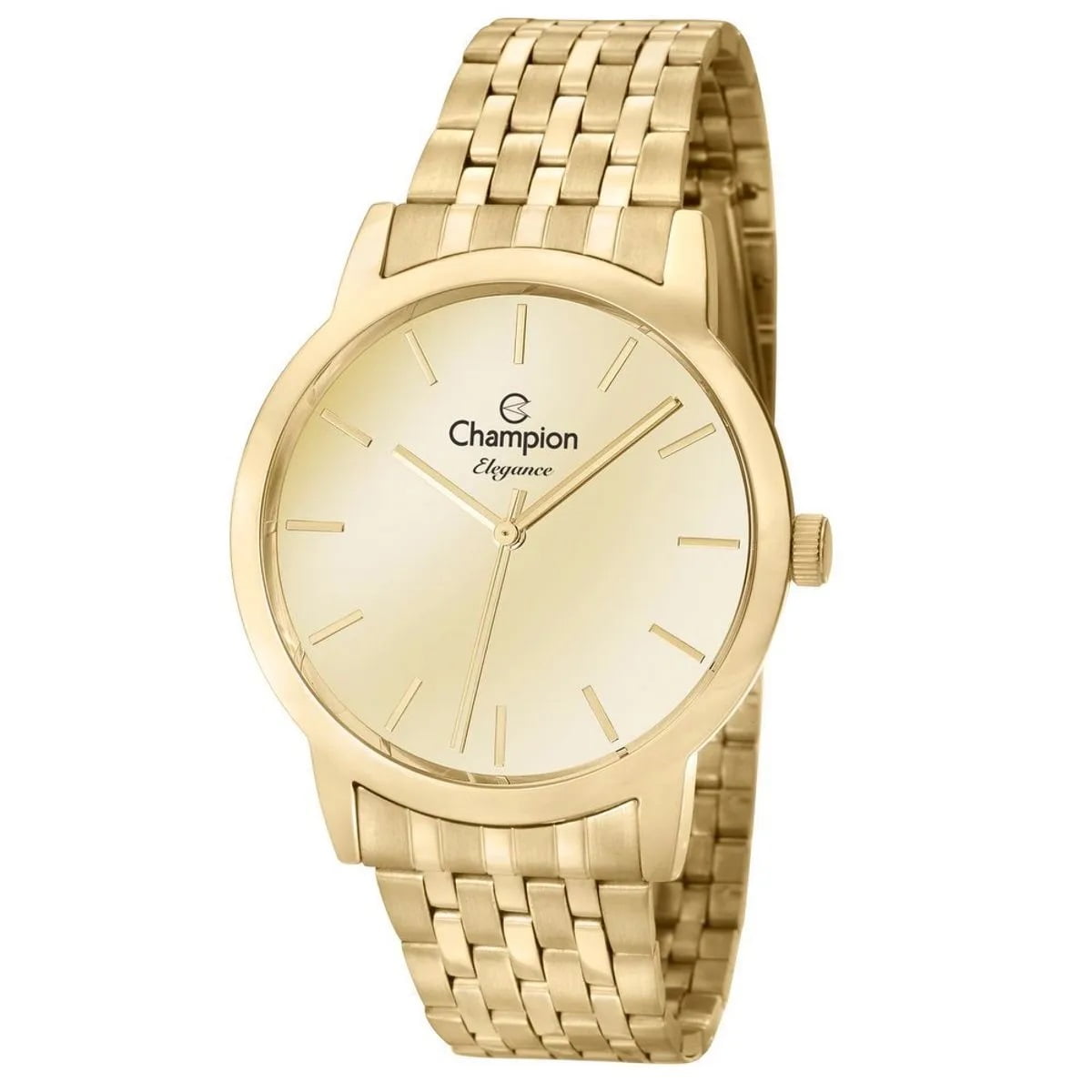 Kit Relógio Champion Elegance Feminino Dourado Minimalista á Prova d'água CN27732X