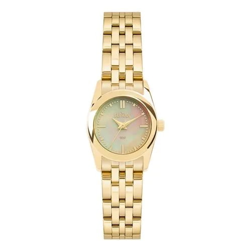Kit Relógio Condor Feminino Dourado Visor Champanhe Minimalista Á Prova D'água CO2036MZO/K4X