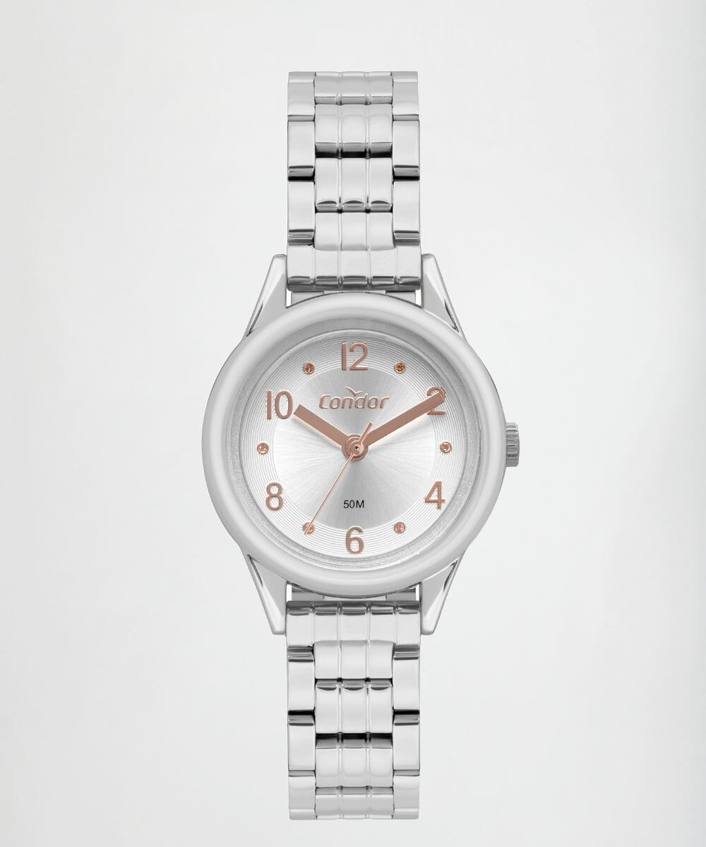 Kit Relógio Condor Feminino Prateado Á Prova D'água CO2035NAR/K4K