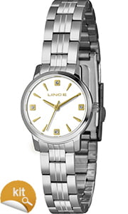 Kit Relógio Feminino Lince Prata Pedras Presente LRMH172L25