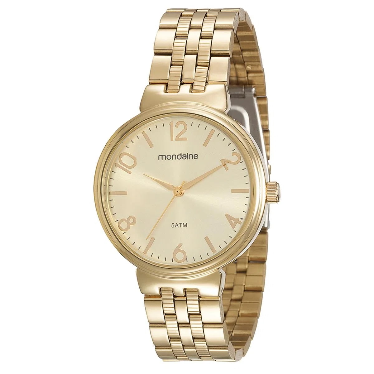 Kit Relógio Mondaine Feminino Social Monocromático Dourado á Prova D'água 99068LPMVDE1