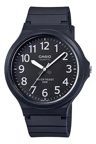 Relógio Casio Quart Preto Esportivo Todo Numerado Visor Preto em Poliuretano Á Prova d'água MW-240-1BVDF 1330