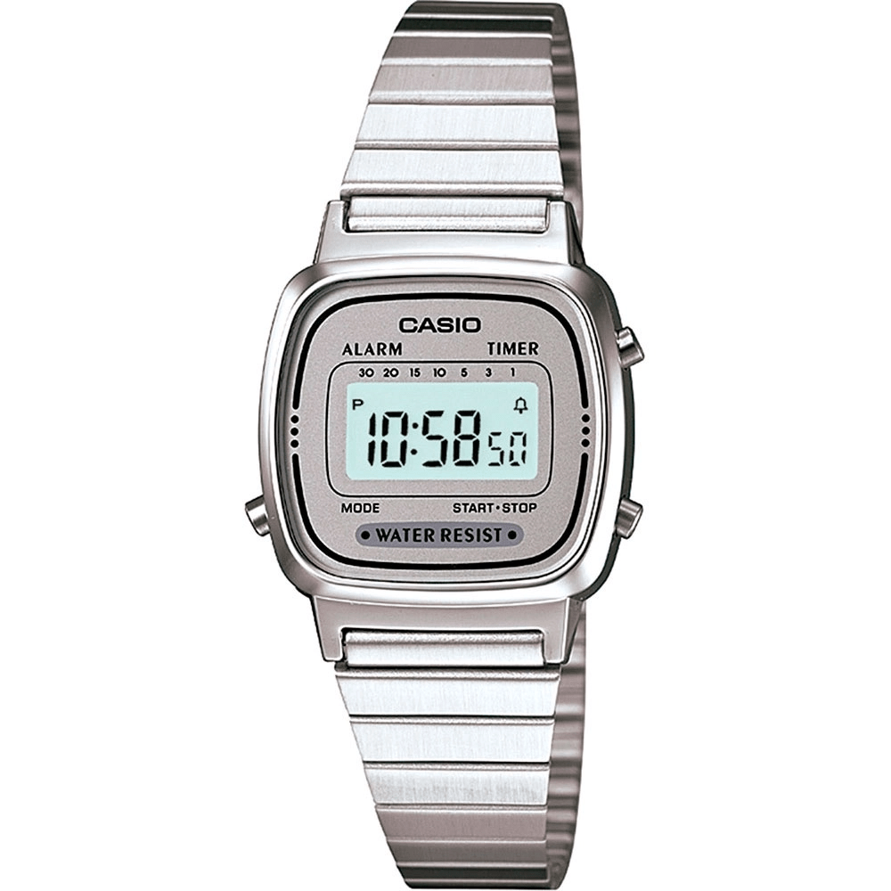 Relógio Casio Feminino Prateado Digital Vintage Mine Retro LA670WA-7DF