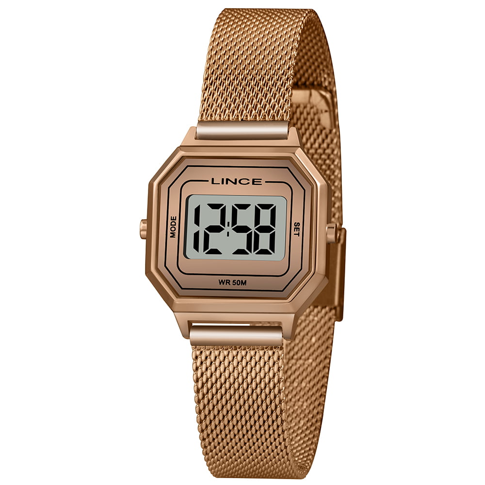 Relógio Lince Feminino  Digital Rosé com Pulseira Milanese SDPH132L