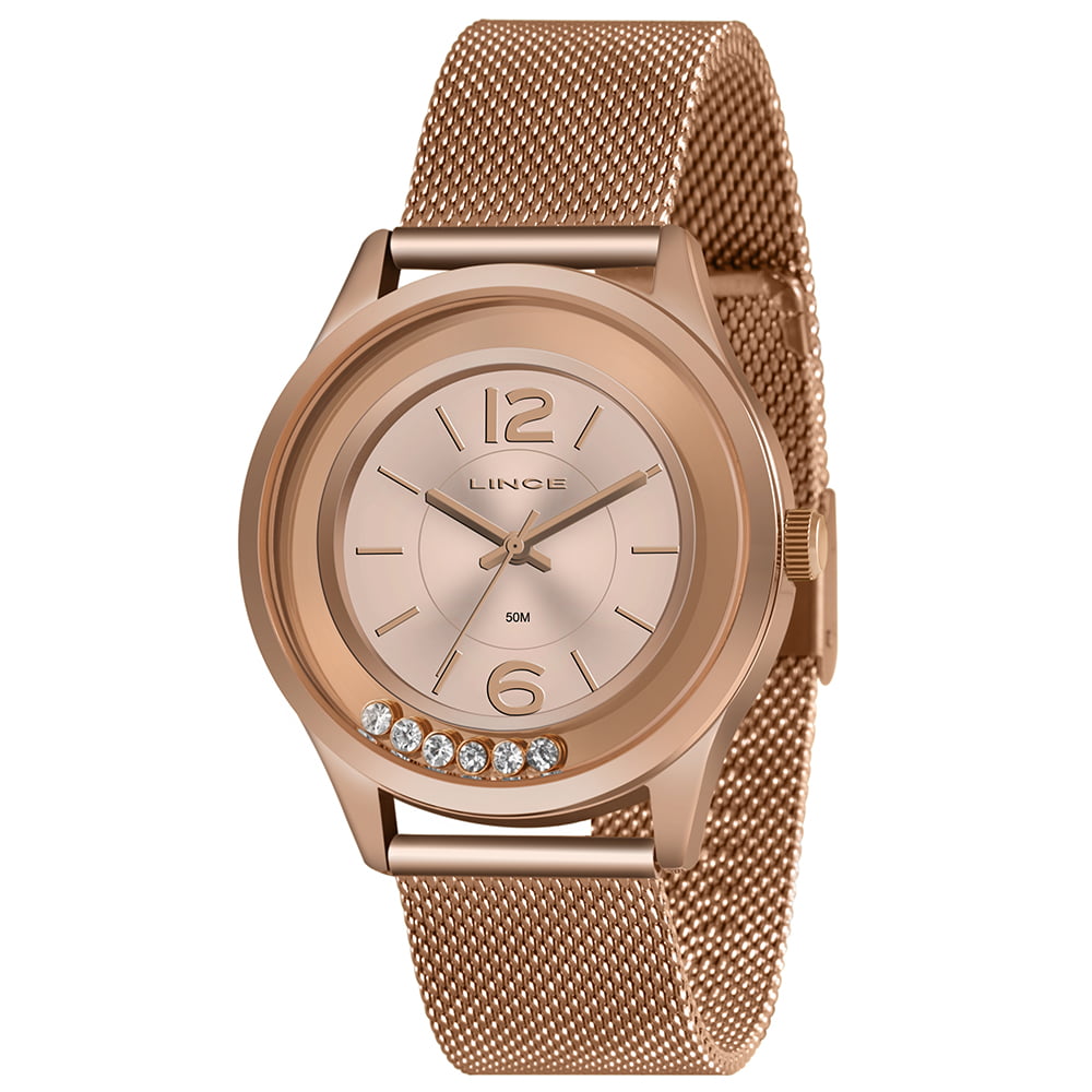 Relógio Feminino Lince Rose com Pedras LRR4711L R2RX