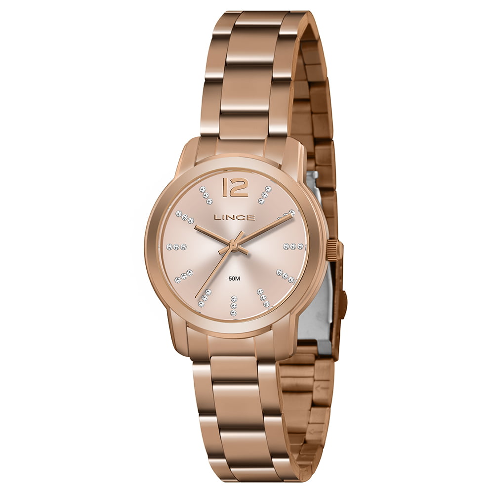 Relógio Feminino Lince Rose com Pedras A prova D´água LRR4713L