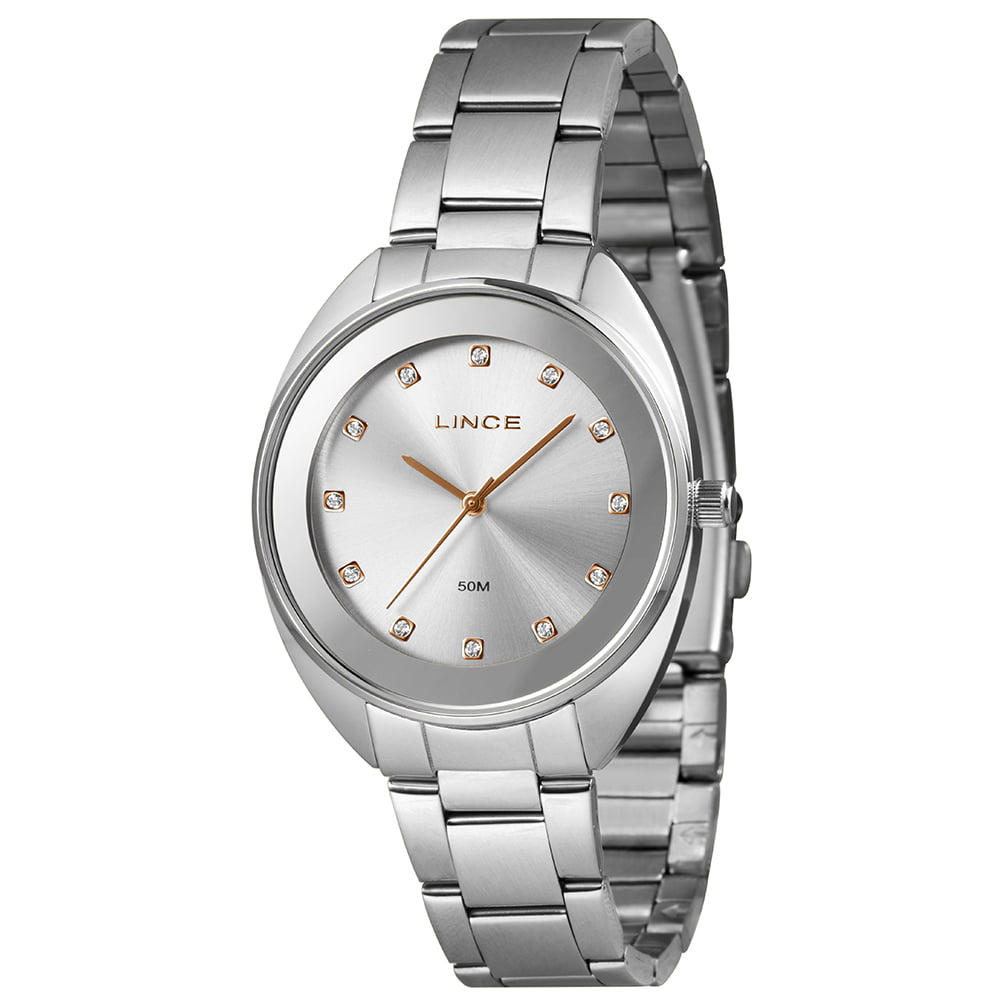 Relógio Lince Prata Feminino com Pedras  a prova d'água LRMJ151L38