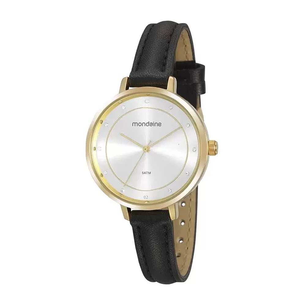 Relógio Mondaine Feminino Dourado Com Pulseira de Couro - 32175LPMVDH2