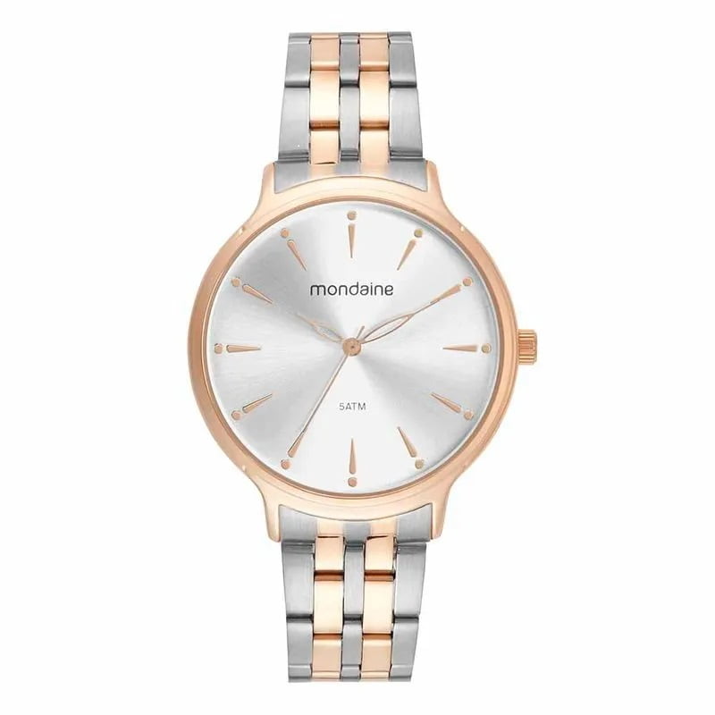 Relógio Mondaine Feminino Bicolor rose prateado Minimalista á Prova D'água 32479LPMVGE2