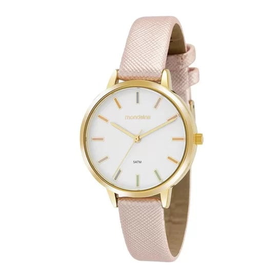 Relógio Mondaine Feminino Couro Dourado rosa 99604LPMVDH2