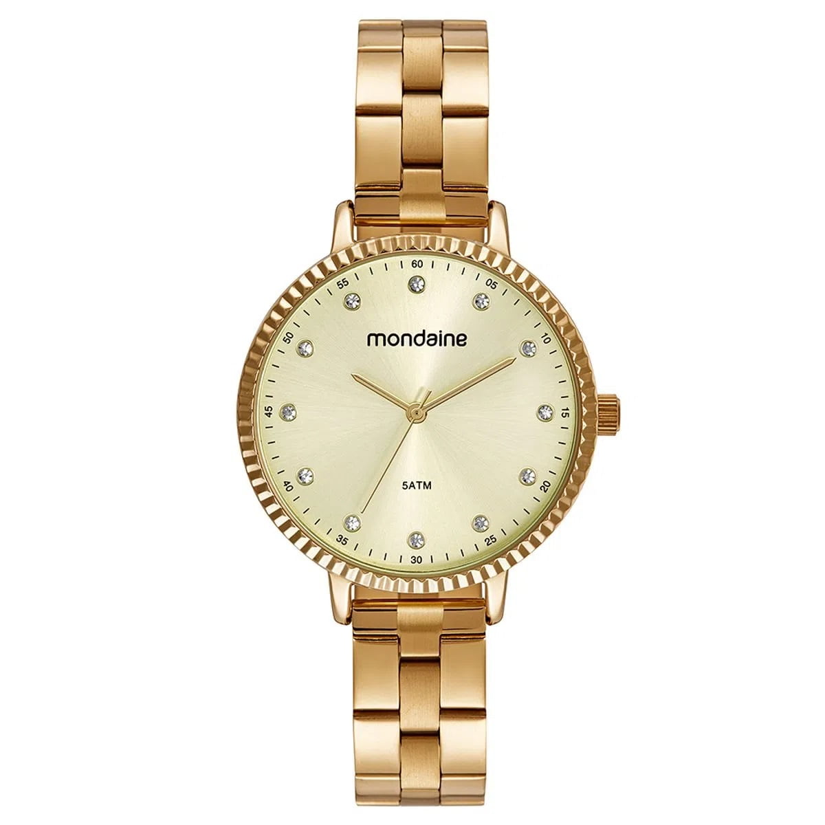 Relógio Mondaine Feminino Cristais Dourado á Prova D'água 32474LPMVDE1